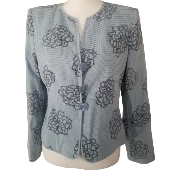 Armani Collezioni Women's Seafoam Green Silk Blend Floral Pleated Blazer… - Picture 3 of 5